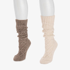Women's Luxe Tall Cabled Sweater Sock 2 Pack