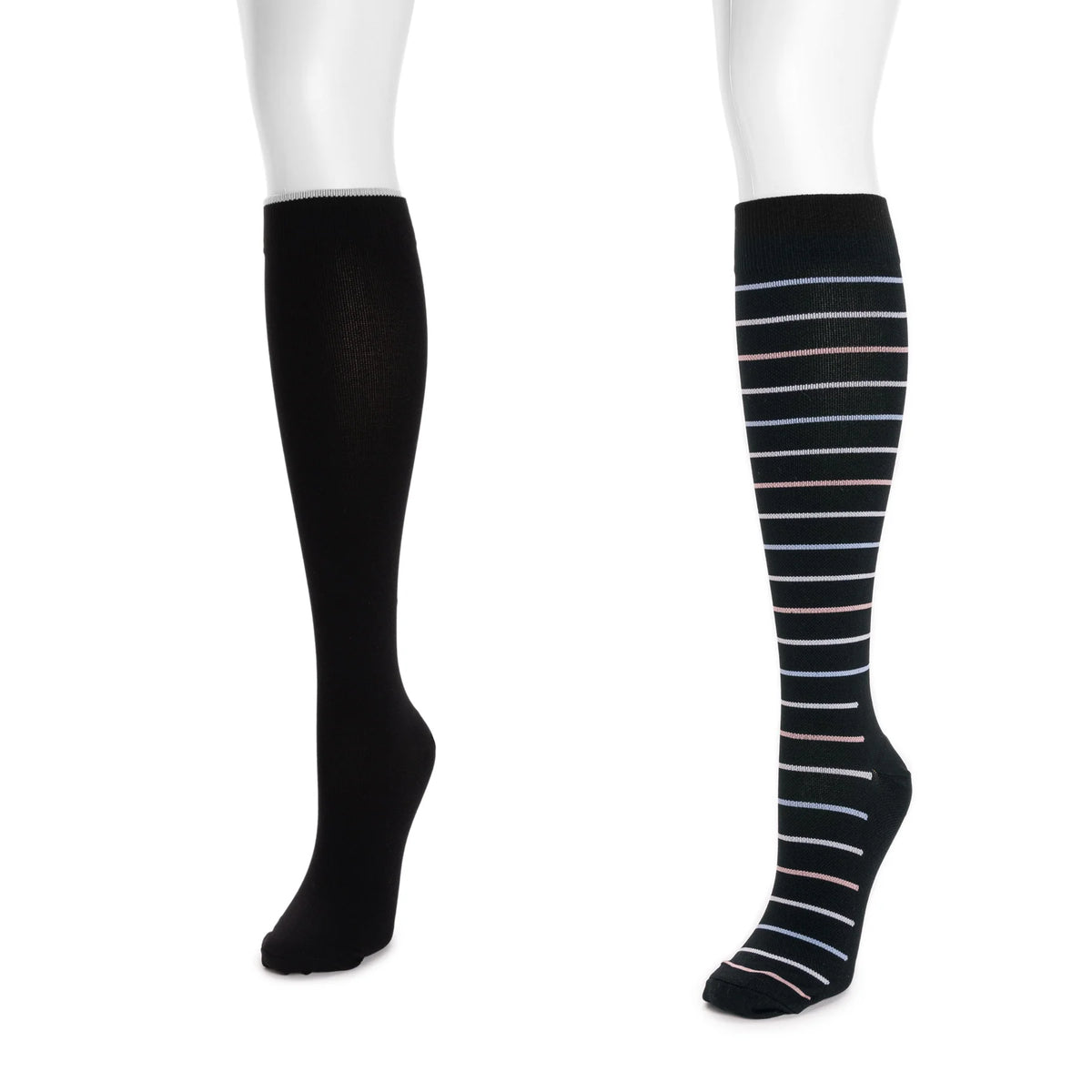Women's 2 Pair Pack Nylon Compression Knee High Socks