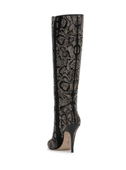 Lovienn Knee High Boot in Black Silver Leopard